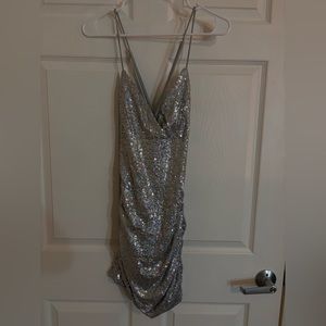 Fashion Nova silver sequin dress